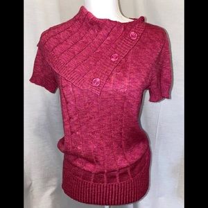 Dress Barn Pink Short Sleeve Button Open C…